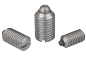 Spring plungers  with slot and thrust pin, stainless steel - inch