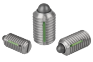 Spring plungers  with slot and thrust pin, stainless steel, with thread lock - inch