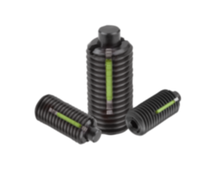 Spring plungers  with hex socket and flat thrust pin, steel, with thread lock