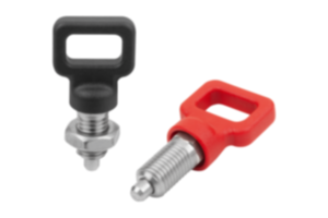 Indexing plungers steel or stainless steel  with plastic eyelet grip