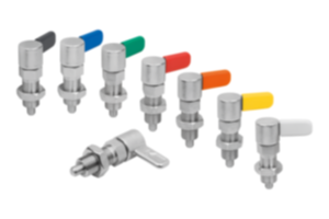 Cam-action indexing plungers, stainless steel  with internal guide