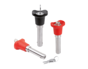 Ball lock pins, lockable with plastic grip