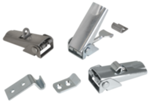 Latches adjustable fastening holes covered