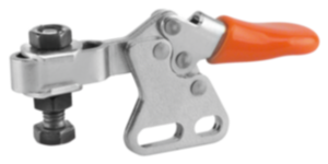 Toggle clamps mini horizontal  with straight foot and adjustable clamping spindle