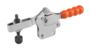 Toggle clamps horizontal  with straight foot and adjustable clamping spindle