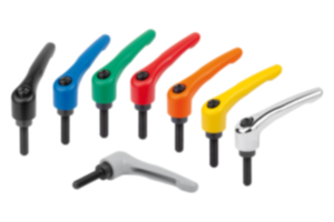 Clamping levers, die-cast zinc with external thread, threaded insert black oxidised steel - inch