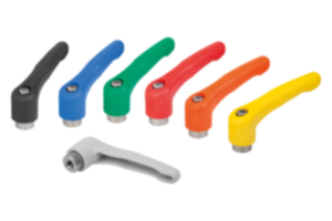 Manette indexable en plastique  avec taraudage, insert taraudé en inox