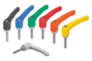 Clamping levers, plastic with external thread, threaded insert stainless steel - inch