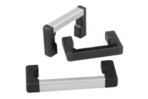 Pull handles, aluminium with plastic grip legs and ribbed grip