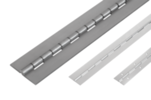 Piano hinges, steel, stainless steel or aluminium