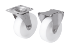 Swivel and fixed castors  stainless steel, standard version