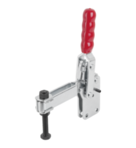 Toggle clamps vertical  with straight foot and adjustable clamping spindle