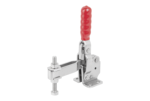 Toggle clamps vertical  with flat foot and adjustable clamping spindle