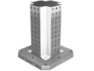 Clamping towers, grey cast iron, 4-sided,  with grid holes